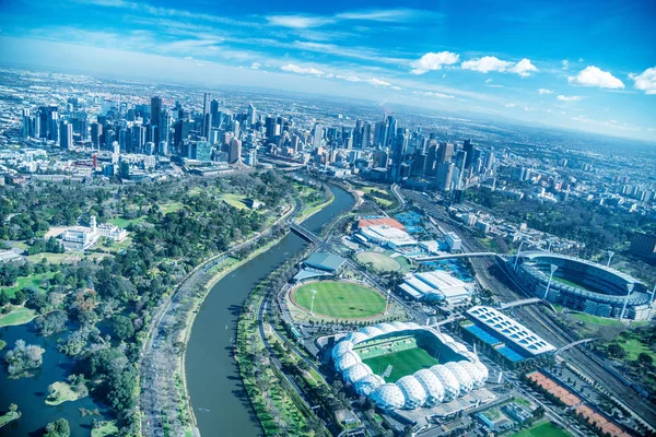 Melbourne Eylül 2018 Şehir Manzarası Stadyum Helikopter Havadan Görünümü Milyon — Stok fotoğraf