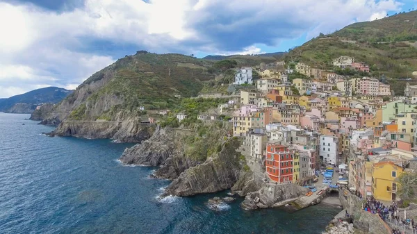Riomaggiore Five Lands Aerial View Sunset — Stock Photo, Image