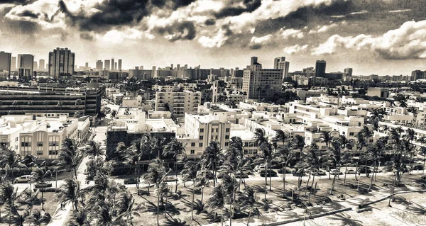 Luchtfoto Van Miami South Beach Ocean Drive Een Mooie Dag — Stockfoto