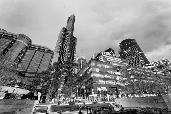 Melbourne Septiembre 2018 Vista Nocturna Edificios Largo Del Río Yarra — Foto de Stock