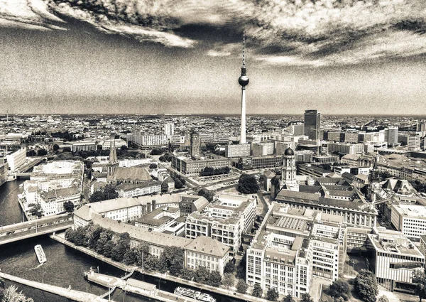 Aerial View Berlin Skyline Spree River Germany — Stock Photo, Image