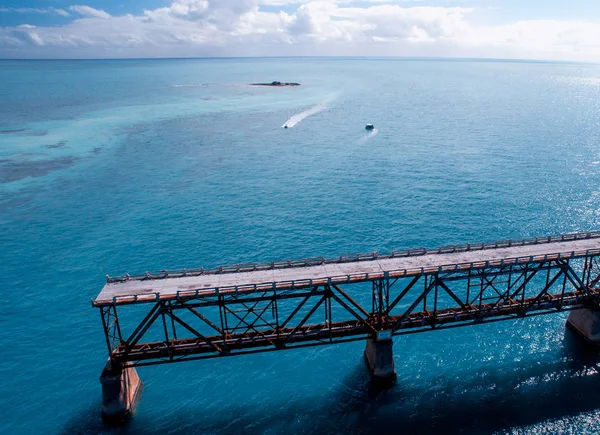 Bahia Honda State Park Weg Langs Oceaan Florida Luchtfoto — Stockfoto