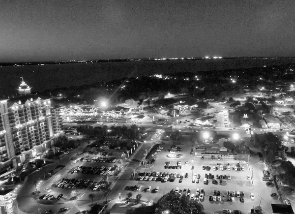 Destin Florida Solnedgången Flygfoto Över Stadssilhuetten Från Himlen — Stockfoto