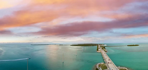 Old Bahia Honda Bridge Florida State Road A1A Vedere Aeriană — Fotografie, imagine de stoc