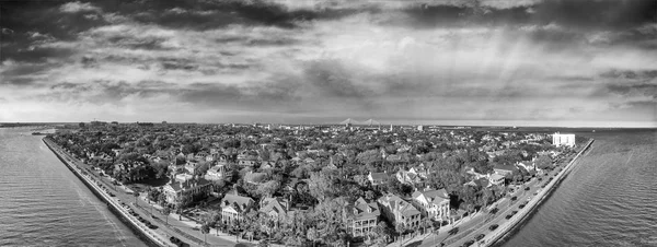 Skyline Charleston Pôr Sol Vista Aérea Carolina Sul — Fotografia de Stock