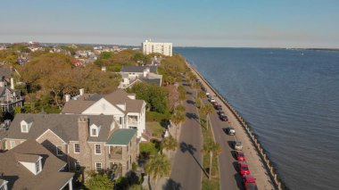 Hava panoramik manzarası Charleston, Güney Karolina.