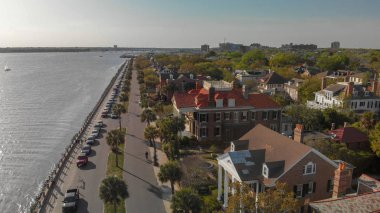 Güney Carolina günbatımı, hava görünümünü, Charleston manzarası.