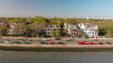 Güney Carolina günbatımı, hava görünümünü, Charleston manzarası.