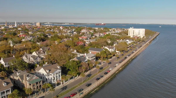 Panoramiczny Widok Lotu Ptaka Panoramę Charleston Karolina Południowa — Zdjęcie stockowe