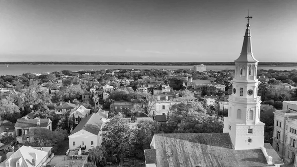 Skyline Van Charleston Zonsondergang Luchtfoto Uitzicht South Carolina — Stockfoto