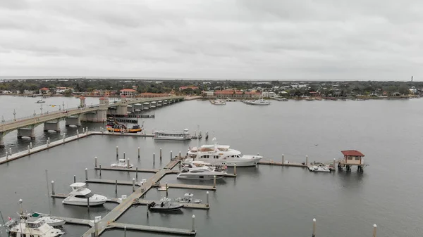 Gün Batımında Florida Augustine Siluetinin Panoramik Havadan Görünümü — Stok fotoğraf