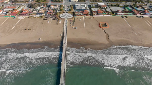 Aerial Overhead View Forte Dei Marmi Pier Tuscany Italy — Stock Photo, Image