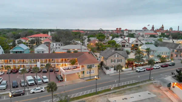 Panoramiczne Lotu Ptaka Augustine Panoramę Miasta Zachodzie Słońca Florida — Zdjęcie stockowe