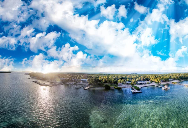 Vista Aérea Panorámica Costa Islamorada Florida — Foto de Stock