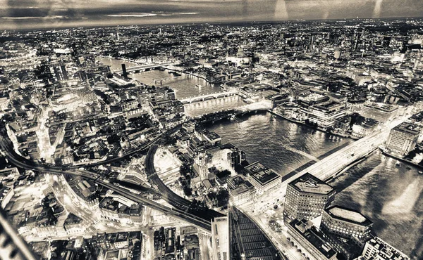 Luchtfoto Van Londen Bruggen Skyline Nacht Londen — Stockfoto