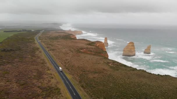 Imagens Aéreas Cênicas Doze Apóstolos Rochas Victoria Austrália — Vídeo de Stock