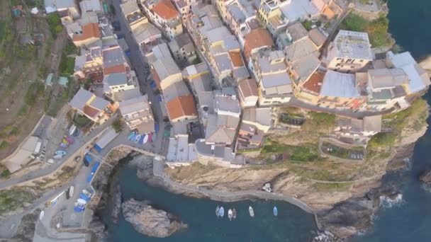 Manarola Harika Panoramik Hava Görüntüleri Five Lands Italya — Stok video