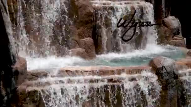 Primer Plano Las Imágenes Wynn Las Vegas Fountain — Vídeos de Stock