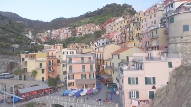 Manarola Harika Panoramik Hava Görüntüleri Five Lands Italya — Stok video