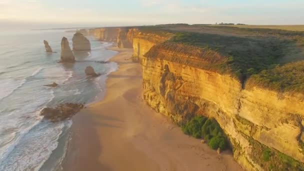 Images Aériennes Pittoresques Douze Apôtres Rochers Victoria Australie — Video