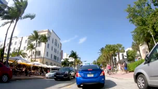 Cenas Urbanas Ocean Drive Miami Florida — Vídeo de Stock