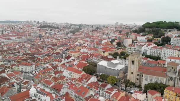 Πανοραμικά Εναέρια Πλάνα Του Ορίζοντα Της Λισαβόνας Λισαβόνα — Αρχείο Βίντεο