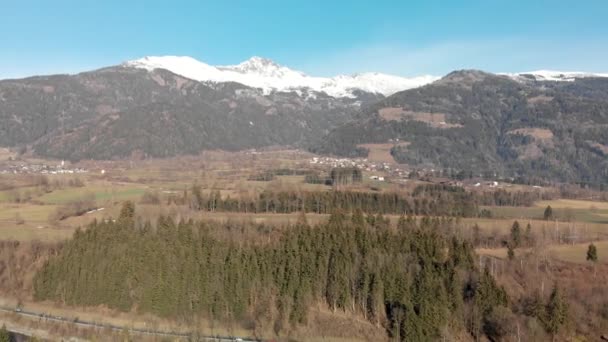 Luchtfoto Beelden Van Lienz Kasteel Luchtfoto Winter Oostenrijk — Stockvideo