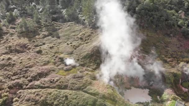 月球火山口 美丽的间歇泉景观 新西兰 — 图库视频影像