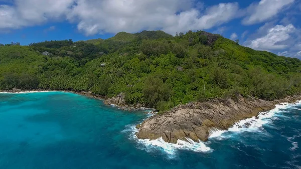 Beautiful Aerial View Seychelles Beach Drone Perspective — Stock Photo, Image