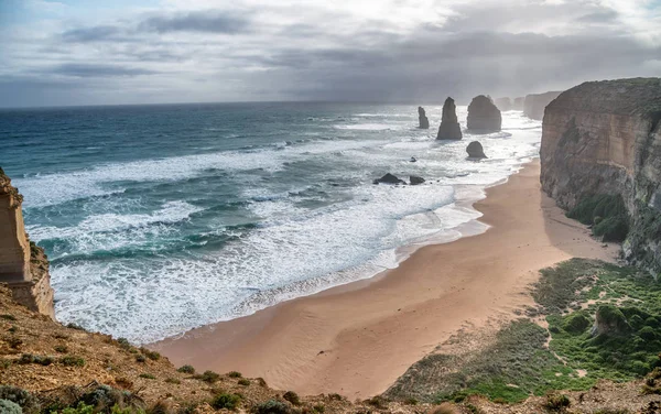 Twaalf Apostelen Een Stormachtige Zonsondergang Australië — Stockfoto