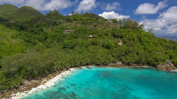 Vackra Flygfoto Över Seychellerna Beach Ett Drone Perspektiv — Stockfoto