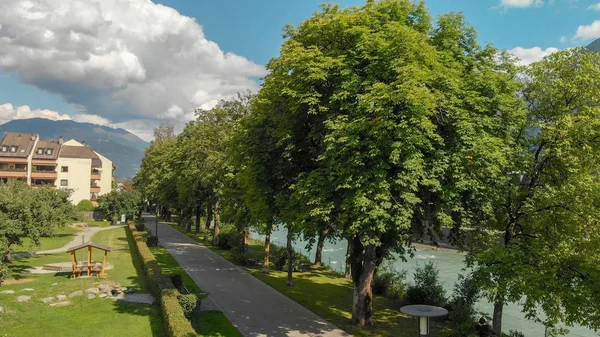 Lienz Manzarası Yaz Sezonu Avusturya Havadan Görünümü — Stok fotoğraf
