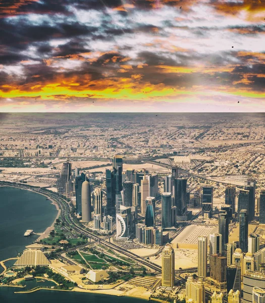 Vista Aerea Doha Dall Aereo Qatar — Foto Stock