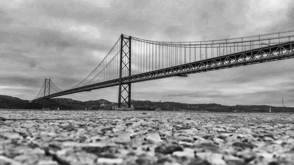 April Bridge Lisbon Aerial View — Stock Photo, Image