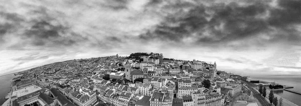 Luchtfoto Uitzicht Skyline Van Lissabon Schemering Portugal — Stockfoto