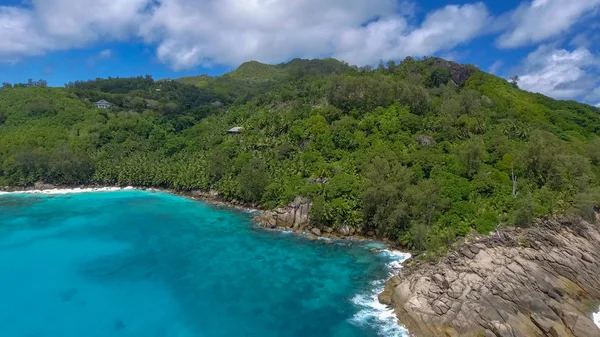 Bergen Och Havet Seychellerna Flygfoto — Stockfoto