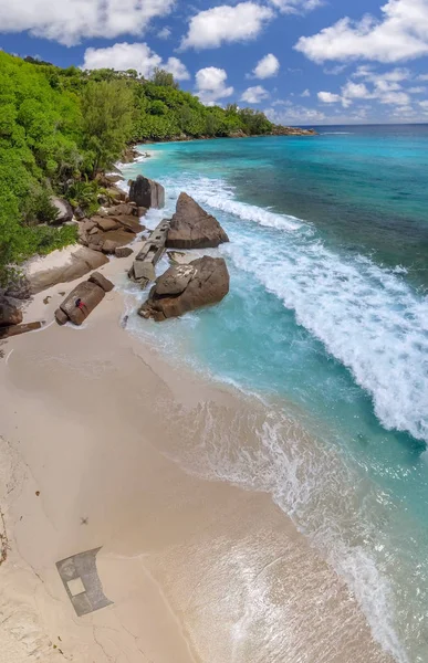 Luftaufnahme Vom Strand Der Seychellen — Stockfoto