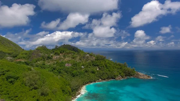 Hermosa Vista Aérea Playa Seychelles Desde Una Perspectiva Dron — Foto de Stock
