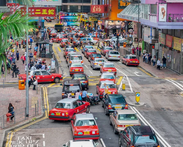 Hong Kong Mayıs 2014 Şehir Trafiği Arabalar Taksi Ile Hong — Stok fotoğraf