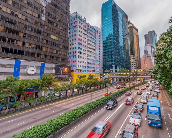 Hong Kong Mai 2014 Stadtverkehr Mit Autos Und Taxis Hongkong — Stockfoto