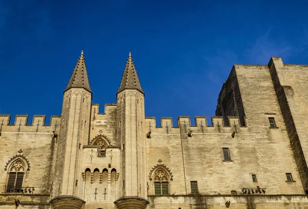 Palác Papežů Avignonu Francie Vnější Pohled Slunečný Den — Stock fotografie
