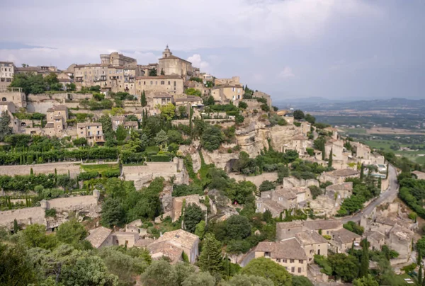 Středověká Města Provence Letecký Pohled Město Kopci — Stock fotografie