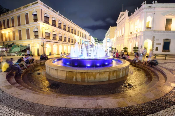 Macau China April 2014 Tourists Enjoy Old City Center Night — Stock Photo, Image