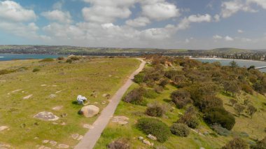 Granit ada ve Victor Limanı, Güney Avustralya ek yükü havadan görünümü.