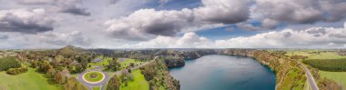 Mount Gambier Mavi Göl, Güney Avustralya hava panoramik.