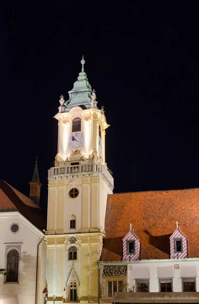 Prag Medeltida Arkitektur Natten — Stockfoto