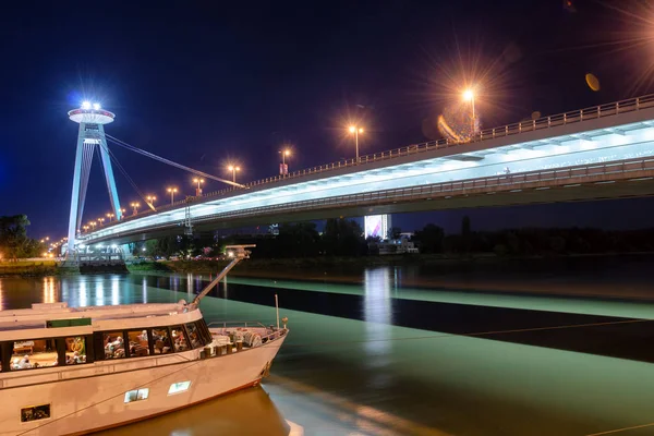 Snp New Bridge Danube River Night Bratislava Slovakia — Stock Photo, Image