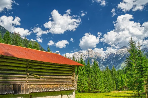 夏に美しい山小屋 — ストック写真