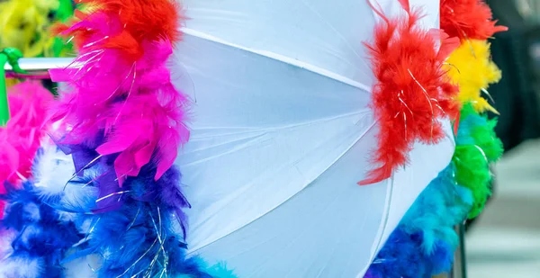 マルディグラのイベントのニユー オーリンズの通りに色とりどりの羽 — ストック写真
