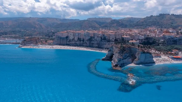 Increíble Vista Aérea Tropea Costa Calabria Temporada Verano Italia — Foto de Stock